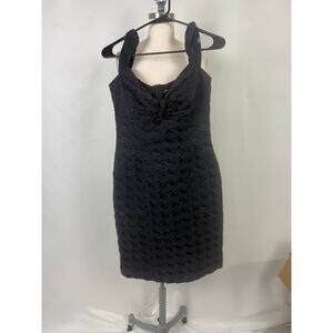 Vintage Miss Sixty Y2K Bodycon Midi Dress Slit Bow Bust Sweetheart Dark Feminine